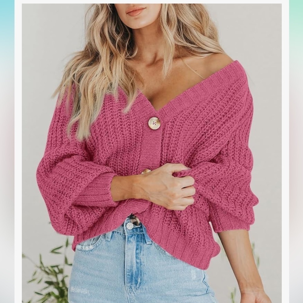 Chunky Knit Open Front Sweater Long Sleeve Button Loose Short Cardigan
8095 - Picture 3 of 9